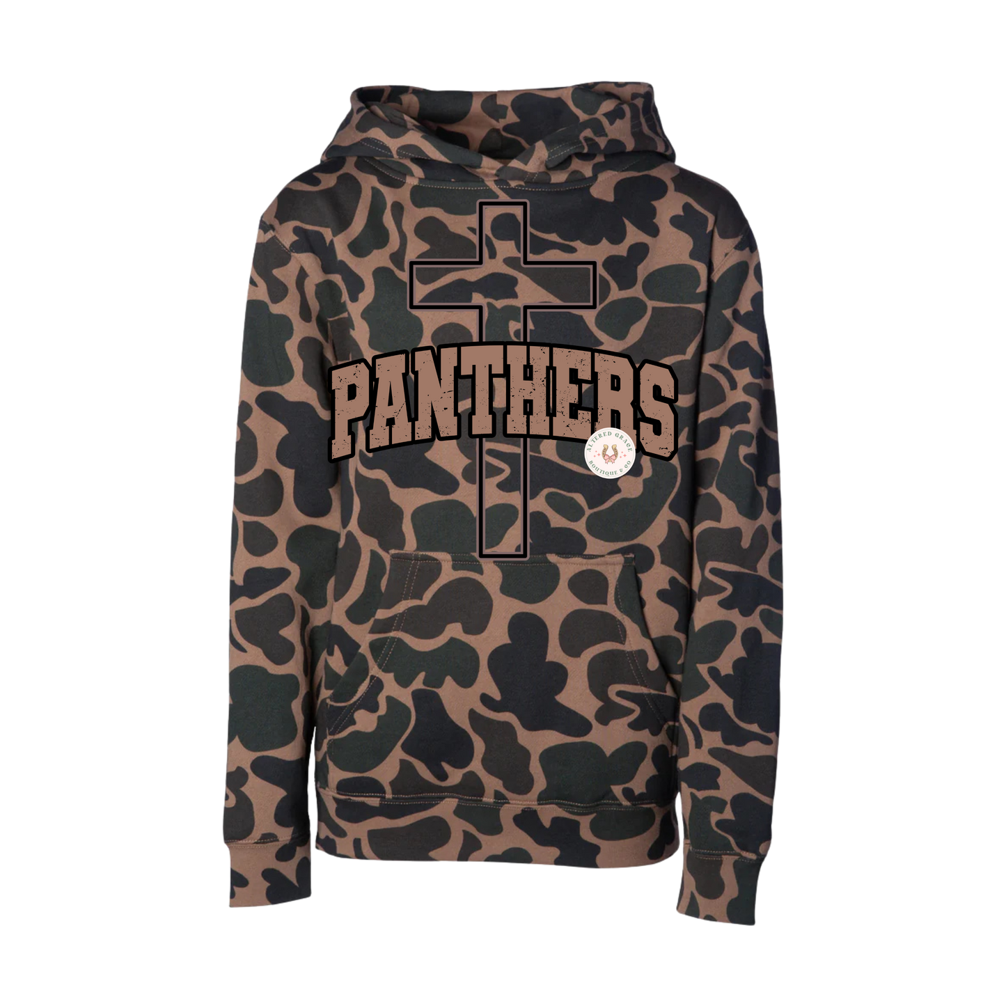 Wildcats with Cross Duck Camo Hoodie - Youth