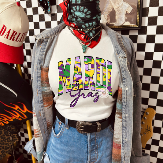Mardi Gras Camo Tee