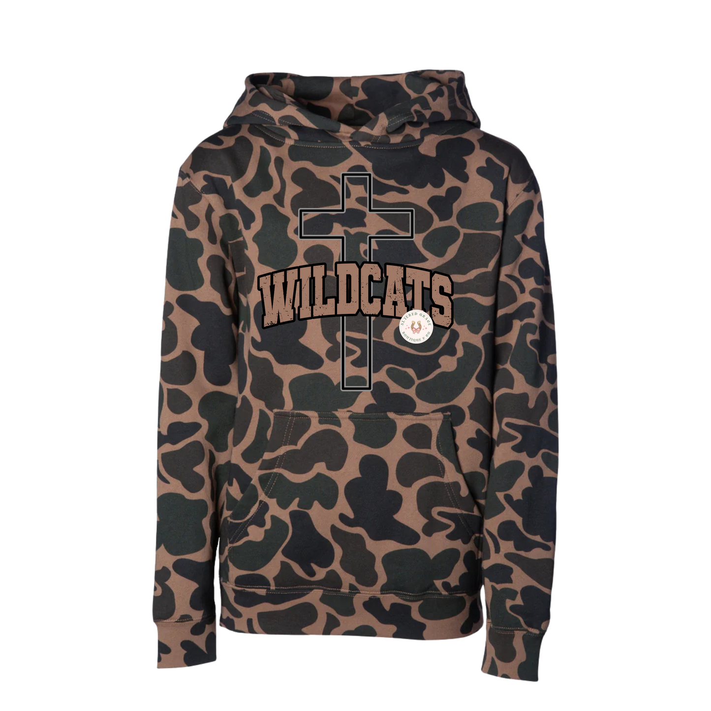 Wildcats with cross duck camo hoodie -adult