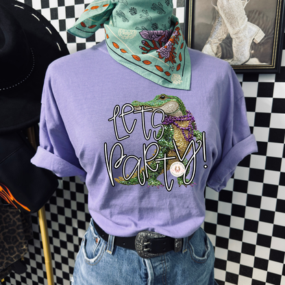 Lets party gator faux rhinestone tee