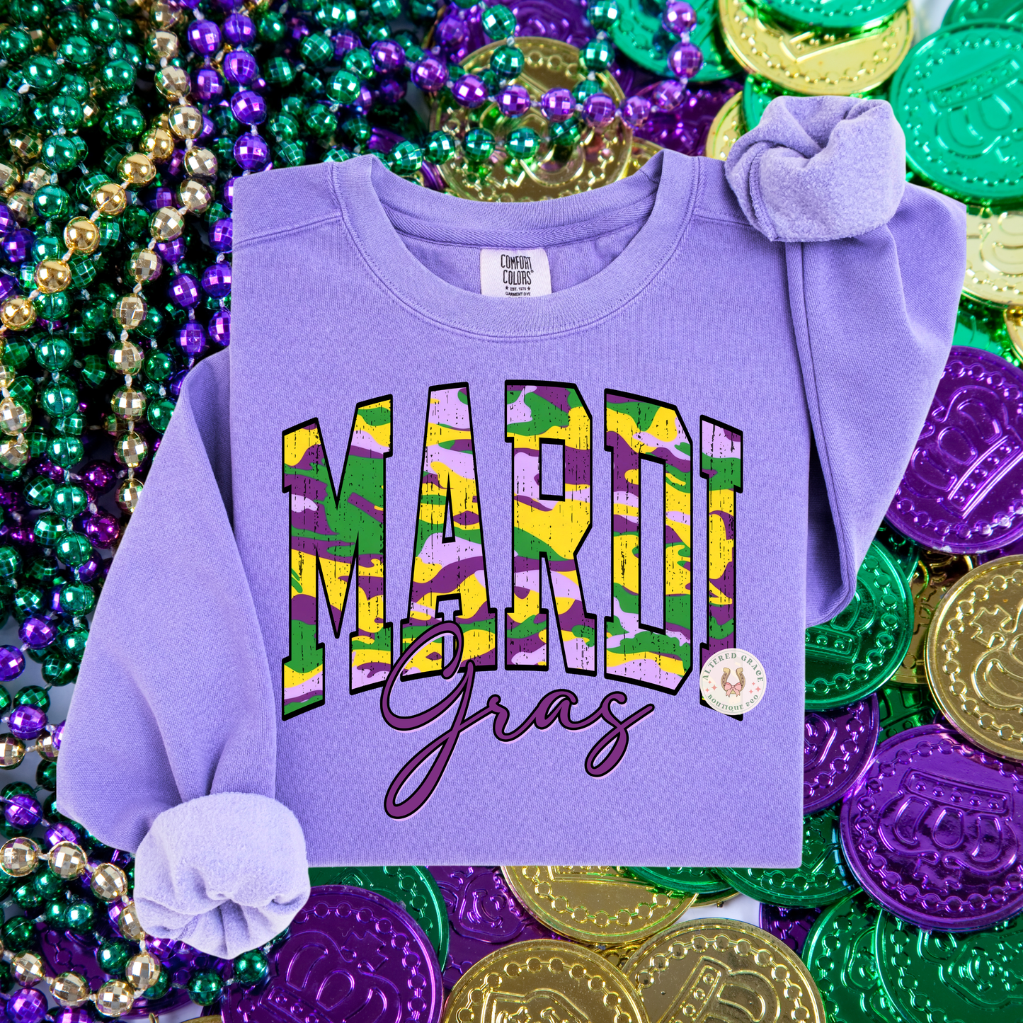 Mardi Gras Camo Sweatshirt
