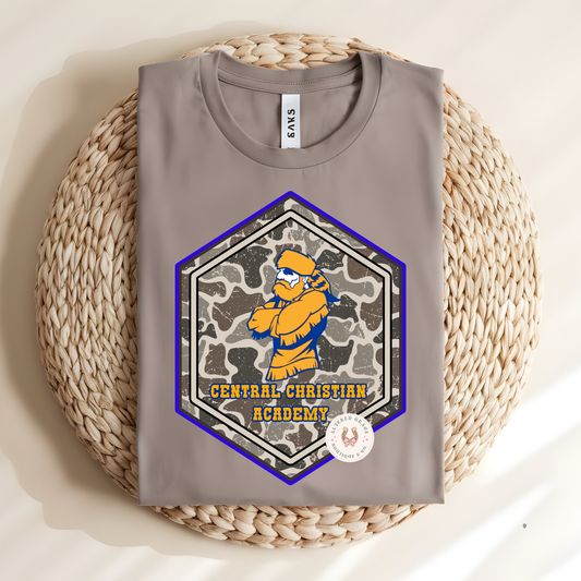 Central Christian Camo with Mascot- Adult