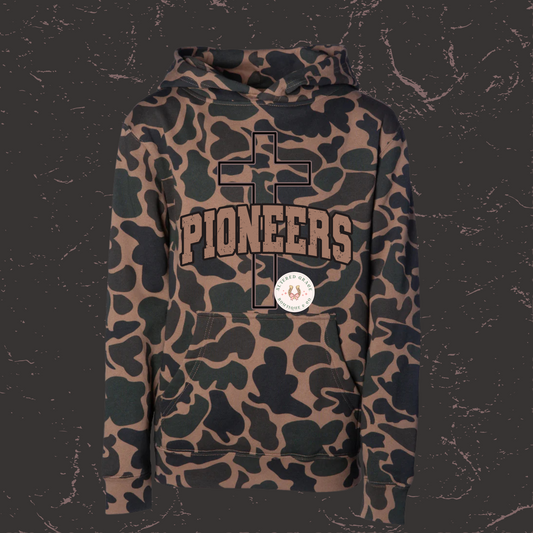 Pioneers with Cross Duck Camo Hoodie - Youth